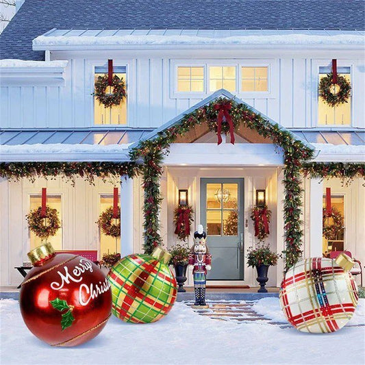 🔥Julrea – upp till 50 % rabatt🎅🌈Utomhus Jul PVC uppblåsbar Dekorerad Boll🔥