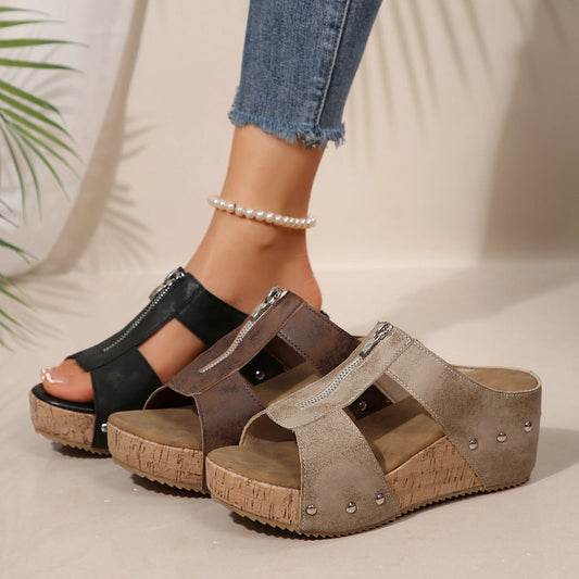 ⌛Reducerad med 59% 🔥🔥Sandaler med öppen tå och kil i mode