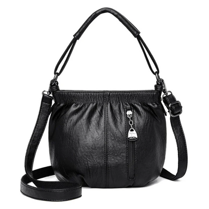 👜✨ Avslappnad veckad väska i mjukt läder ✨ – Praktisk bucket-väska med stil 💼 Lätt, slitstark och perfekt för vardagsbruk! 🌟