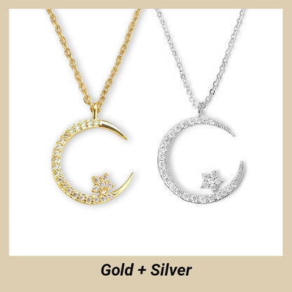 🎁 Köp 1 få 1 gratis! 🌙✨ En bländande natt: Måne- och stjärnhalsband – Elegant sken i natten, lockande stjärnljus 💫🌌