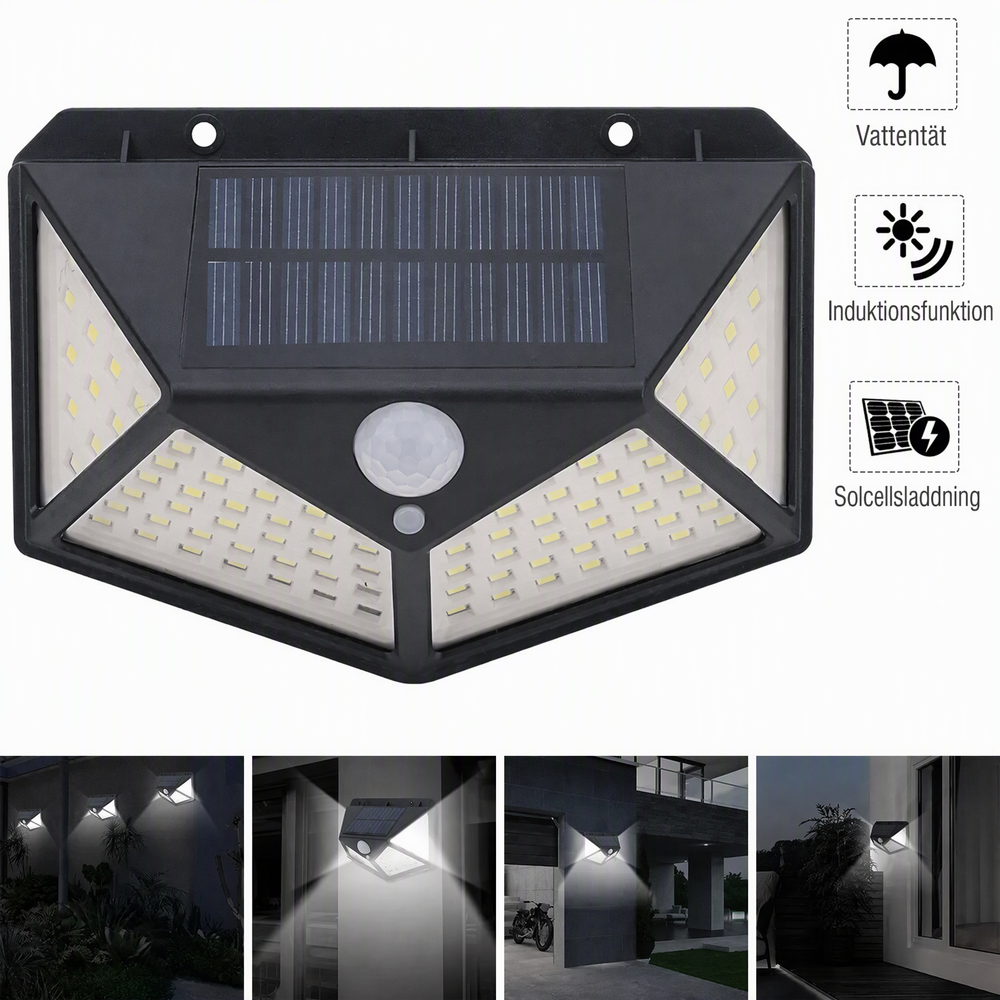 🌙 KÖP 2 – FÅ 1 GRATIS! Automatisk belysning utan elkostnad – solcellsvägglampa med 100 LED