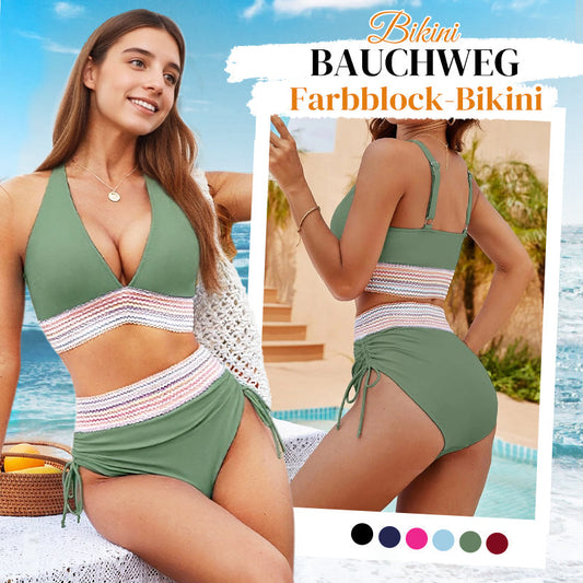 🔥2026 Ny stil 49% rabatt💥Bikinset med hög midja, magkontroll och färgblocksdesign👙