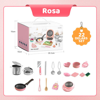 👧🏻 50% REA NU! 🎁 Mini-Köksleksak 22-delars Set - Äkta Ljud & Belysning, Perfekt Present för Barns Kreativa Lek 🍳✨