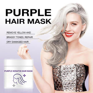 🔥🌸Köp 3 få 2 gratis & gratis Purple Keratin Hair Treatment – Skyddar färgen och neutraliserar mässingsfärgade och gula toner för blont, silver och grått slingor