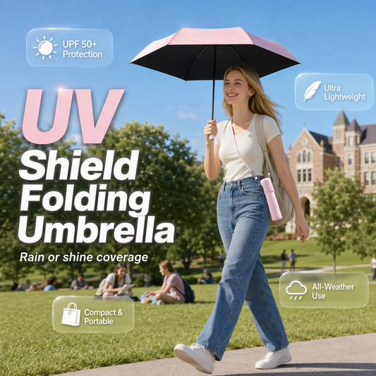 💥 50 % rabatt! ☂️ Hopfällbart paraply med UV-skydd – tredelad konstruktion, UV-skyddande och tillräckligt stort för två personer. Fodral medföljer. Finns i 6 färger. 🛡️