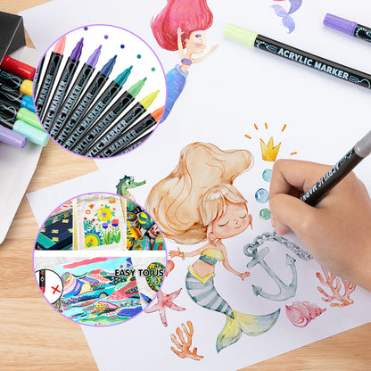 🎨 50 % RABATT NU! ✨ Akrylpenna med Dubbel Spets – För Detaljer, Dekoration & Kreativa DIY-Projekt 🖌️