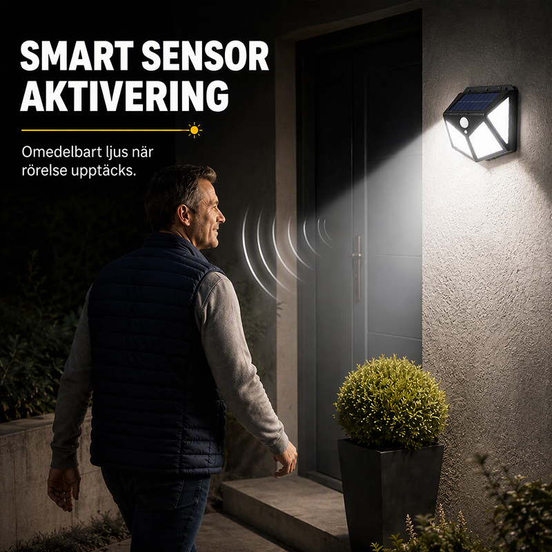 🌙 KÖP 2 – FÅ 1 GRATIS! Automatisk belysning utan elkostnad – solcellsvägglampa med 100 LED