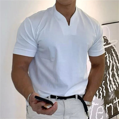 👕60% RABATT NU! 💎 Herr Business-T-shirt med kort ärm och V-ringning – Andningsbar bomullsblandning, klassisk passform och finns upp till 5XL ✨