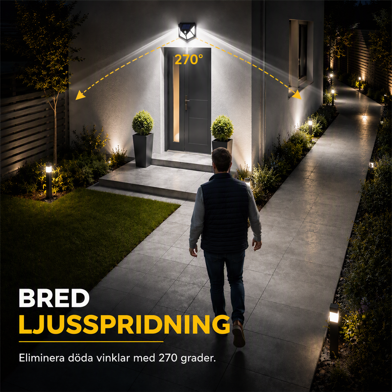 🌙 KÖP 2 – FÅ 1 GRATIS! Automatisk belysning utan elkostnad – solcellsvägglampa med 100 LED