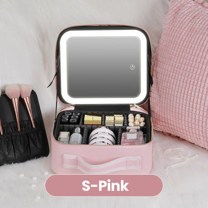 ✨ 50% rabatt och fri frakt ✨ Skapa en perfekt makeup-look när som helst, var som helst – Bärbar sminkväska med LED-spegel! ✨
