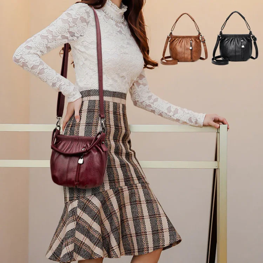 👜✨ Avslappnad veckad väska i mjukt läder ✨ – Praktisk bucket-väska med stil 💼 Lätt, slitstark och perfekt för vardagsbruk! 🌟