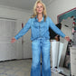 💕50% RABATT! 🌙 Denim Dreams Pyjamas – Mjuk Denim-Look, Bekväm Passform & Perfekt för Loungewear 🛌