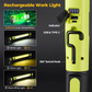 📢📢50% OFF !! ⏰3000LM LED Work Light – Magnetic + hook, 5200mAh battery, 360° rotation. Type‑C fast charge. Bright as day anywhere! 🔋✨