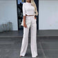 ✨Elegant set med crop top och byxor med vida ben för kvinnor