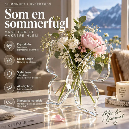 🔥Nyhet 50 % RABATT 🦋 Genomskinlig fjärilsvas – Perfekt för blommor, bordsdekorationer och presenter! ✨💐