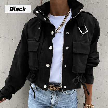 🧥 50% RABATT 💨 | Jacka med Ståkrage & Tryckknapp – Justerbar Dragsko & Dubbla Fickor