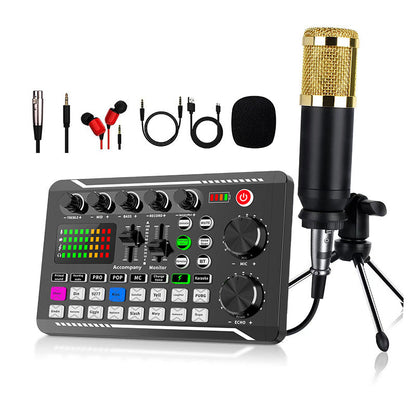 🔥🔥F998 Live Sound Card Audio Mixer, ljudgränssnitt för podcast med DJ-mixereffekter, röstförändrare med ljudeffekter för karaoke, livestreaming och spelinspelning🎤