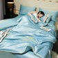 🎁Get Ready For Summer - Washable、cooling❄️4-piece bed ice-silk linen🛏️
