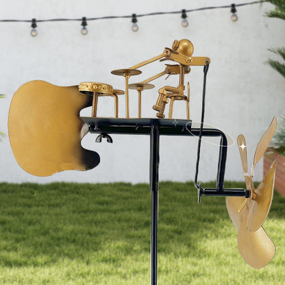 🔥Het försäljning 49% i försäljning🎁Handgjord Metall Trummis Vindkraftverk Markplugg Dekoration💡