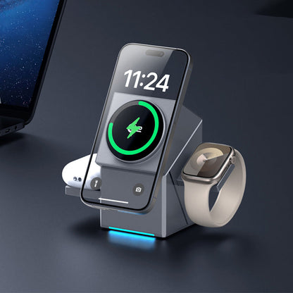⚡️ Exklusiv Rea -50%! 📱 3-i-1 Faltbart Magnetiskt Laddstation – Perfekt för Hem, Arbete & Resor ✨ | 15W Snabbladdning, Multidevice & Kompakt!