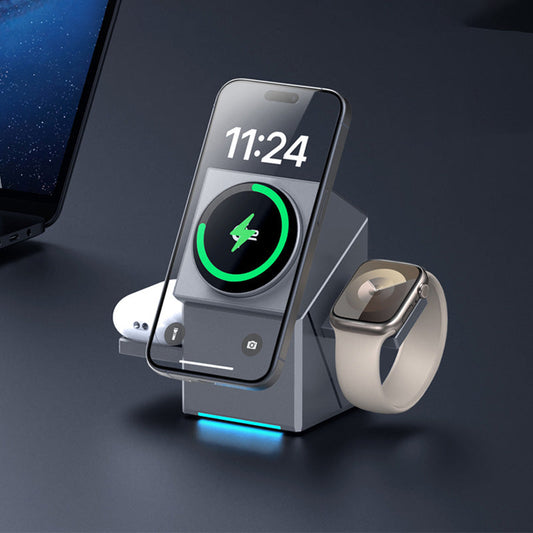 ⚡️ Exklusiv Rea -50%! 📱 3-i-1 Faltbart Magnetiskt Laddstation – Perfekt för Hem, Arbete & Resor ✨ | 15W Snabbladdning, Multidevice & Kompakt!