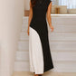 Ärmelloses Colorblock-Maxikleid für Damen