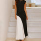 Ärmelloses Colorblock-Maxikleid für Damen