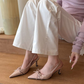 Damsandaler med spetsig tå och slingback, mellanhög klack