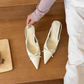 Damsandaler med spetsig tå och slingback, mellanhög klack
