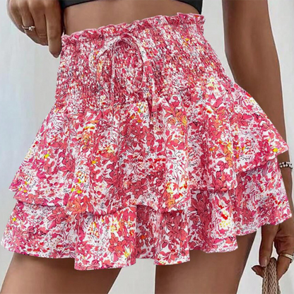 😍Sista dagen för kampanjen - 50% rabatt💕Lätt och smalare midikjol med blommig volang och flera lager✨