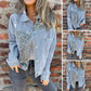 Moderna leopardmönstrade patchwork-jeansjacka