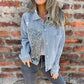 Moderna leopardmönstrade patchwork-jeansjacka