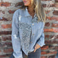 Moderna leopardmönstrade patchwork-jeansjacka
