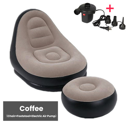 Förtjockad uppblåsbar Bean Bag-stol för vuxna med fotpall✈️ Fri frakt✈️