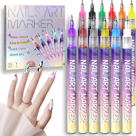 🎁Het rea 50% RABATT⏳12 färger nagelkonstpennor i set