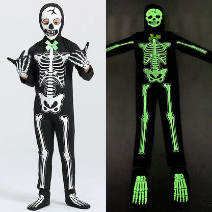 Självlysande skelettdräkt för Halloween