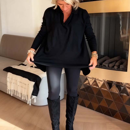 Damtopp med långärmad kavaj och casual passform