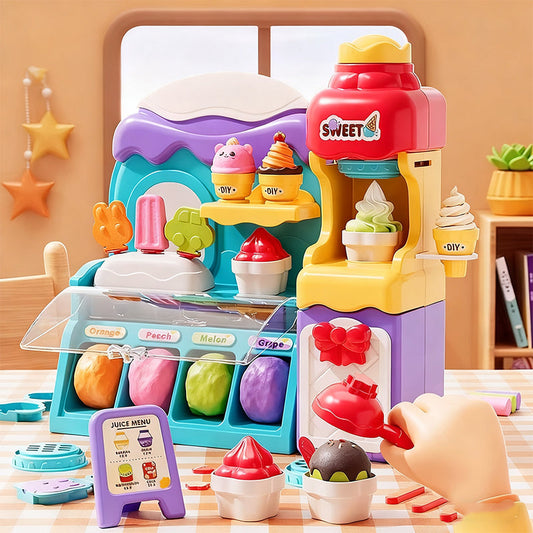 🎄 50% RABATT! 🍦 DIY GLAS-DEGSET - 6 Färger & 10 Verktyg, Giftfri Sensorisk Lek för Rollspel, Perfekt Present till Barn 3-8 År 🎁✨