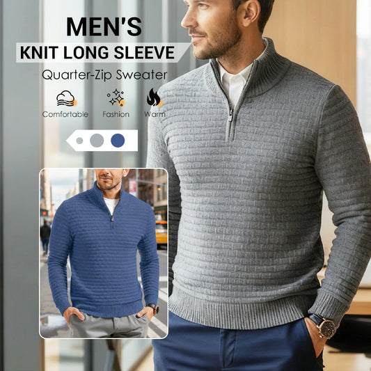 🖤🤍Black Friday Angebot🤍🖤 Herren-Strickpullover mit langen Ärmeln und Viertelreißverschluss