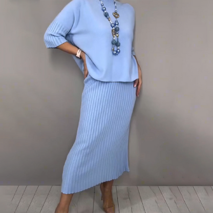 ✨ Tidlös elegans för julen – Stickad tröja & midikjol | Early Bird-erbjudande – 45% rabatt under begränsad tid