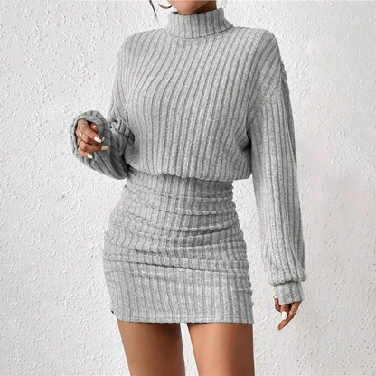 🎁Köp 2🔥✈Fri frakt🚀 Rynkad stickad bodycon-klänning för damer