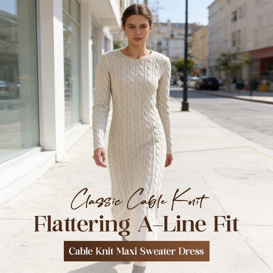 Maxiklänning i kabelstickad trikå för damer