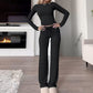 👚 50% RABATT 👖 | 2-delat Damset – Casual Topp & Byxor, Minimalistisk Stil