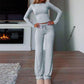 👚 50% RABATT 👖 | 2-delat Damset – Casual Topp & Byxor, Minimalistisk Stil