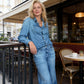 💕50% RABATT! 🌙 Denim Dreams Pyjamas – Mjuk Denim-Look, Bekväm Passform & Perfekt för Loungewear 🛌