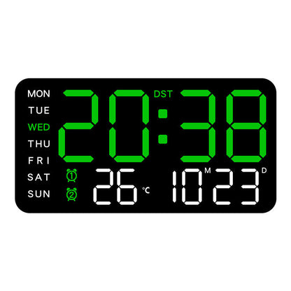 ⏰ Endast nu 49% rabatt!🔥Stor digital väggklocka med LED-display, datum och termometer