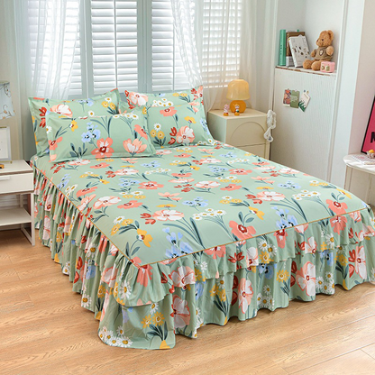 🛏️ 50% RABATT! 🎀 3-delat Volangsängkjol – Elegant Design, Fullständigt Skydd & Universell Passform 🛌