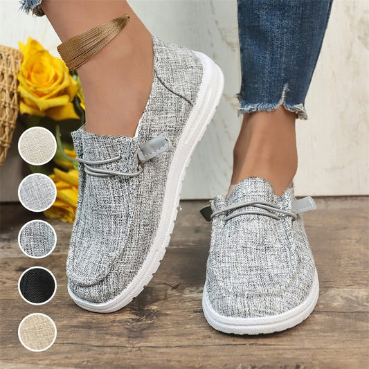 Damloafers i canvas med bred vidd