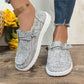 Damloafers i canvas med bred vidd