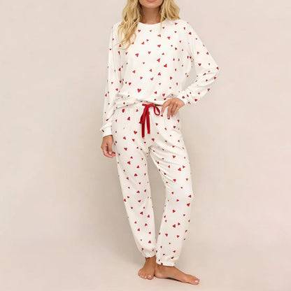 🔥⏰ Begränsad tid 50% rabatt!! 🔥Damers hjärtmönster på topp- och byxuppsättningen pyjamasset